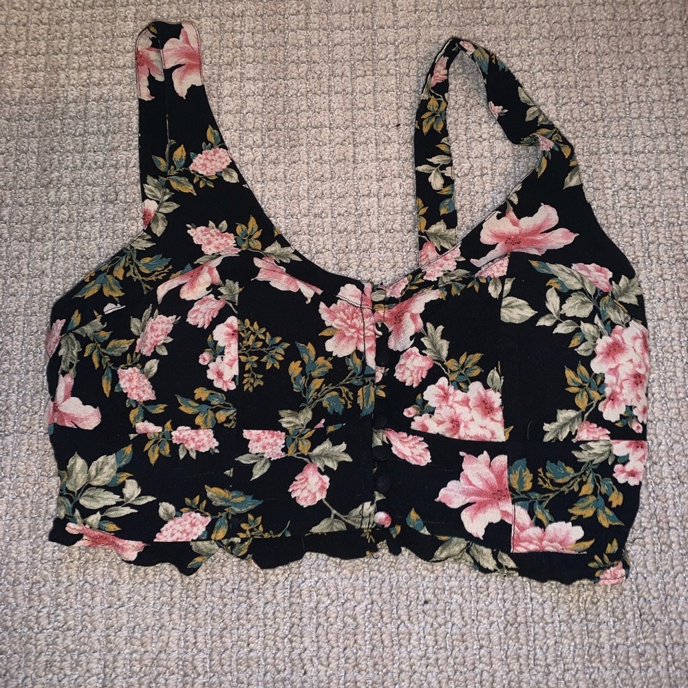 American Eagle Floral Cropped Corset Top